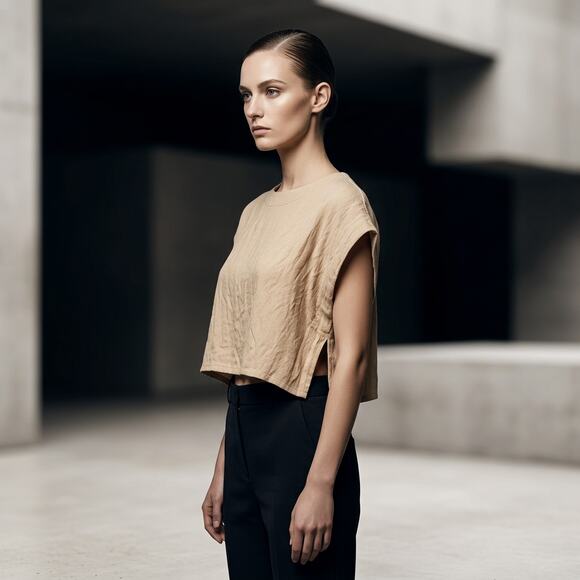 2Bella Tops - Minimalist Crop Top in Beige - Women's Sleeveless Tee